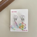Orecchini asimmetrici a farfalla arcobaleno e girasole con brillantini per bambine e ragazze - 4-farfalla