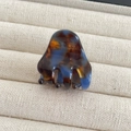 Tortoiseshell brown and translucent blue acetate mini hair claw clip with gold logo - Blue-Brown