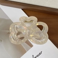 Pearly cream acrylic butterfly hair claw clip with golden spring and iridescent finish - Iridescent Yellow