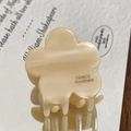 Handmade cream floral acetate hair claw clip with elegant glossy finish and French design - Beige