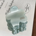 Ice blue acetate flower hair claw clip with handmade gold lettering and pearl finish - Sky Blue