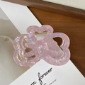 Pinza per capelli a fiocco in acetato rosa perlato con finitura olografica e molla - Viola Iridescente