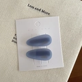 Set of two matte fog blue teardrop hair clips with elegant gold France Handmade lettering - Blue