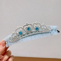Blue tulle hair bun crown accessory with rhinestones and gems for girl princess style - Princess Crown