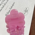 Pink acetate flower hair claw clip with gold France Handmade lettering - Rose Pink