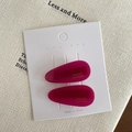 Pair of rose red translucent water drop hair clips with gold handmade lettering - Rose Red
