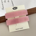 Set de dos pinzas para el cabello rectangulares rosa mate con letras doradas - Estilo de Textura Mate / Rosa