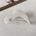 French style heart shaped acetate hair claw clip in creamy pearl white finish - Mermaid White