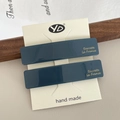 Set de dos pinzas para el cabello rectangulares verde oscuro con letras doradas - Estilo de Textura Brillante / Azul