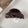 Pinza per capelli vintage francese in acetato marrone scuro con scritte dorate - Caffè Marrone