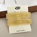 Set de dos horquillas rectangulares amarillo ámbar en tarjeta artesanal elegante - Estilo Ámbar Translúcido / Amarillo