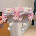 Rosa Schleifen-Haarspangen mit Hasenanhänger und Perlenfransen für Hanfu-Sets - Hase mit Karotte