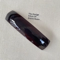 Minimalist dark tortoiseshell acetate hair clip with France Handmade gold engraving - Dark Brown Texture
