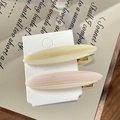 Set of two minimalist acetate hair clips in creamy yellow and marbled pink finish - Apricot Marble Set