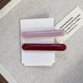 Pink and burgundy acetate hair clips with gold lettering on a white card display - Pink Purple and Wine Red