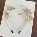 Cerchietto orecchie da gatto bianco con fiocchi dorati e ornamento unicorno rosa - Giallo