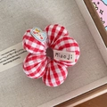 Elastico per capelli a fiore a quadretti rossi per bambina con toppa cartoon - Rosso