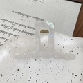 Pinza per capelli geometrica bianca iridescente a forma di T per capelli folti con finitura - Bianco Iridescente