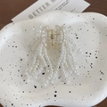Elegante pinza para el cabello con perlas blancas y flecos de cristal en bandeja - Blanco
