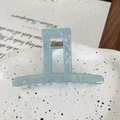 Elegant marble blue geometric hair claw clip with gold spring for women hair styling - Teal
