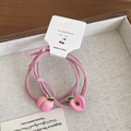 Elastici per capelli rosa con ciondoli a pesca 3D, set da due su cartoncino bianco - Rosa