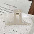 Elegant cream white acetate hair claw clip with marble texture in rectangular design - Beige