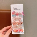 Set de 5 pinzas para el pelo de resina rosa océano con estrellas de mar y perlas - Dos Estrellas de Mar