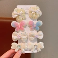 Set di 8 mollette per capelli da bambina con fiori, paillettes e fiocchi - Giallo