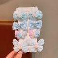 Set di 8 mollette per capelli per bambine con pizzo floreale e fiocchi di paillettes - Blu Iridescente