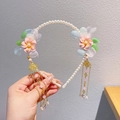 Haarband in antieke stijl met witte parels, roze bloemen en gouden kettingkwastjes chic - Zuidelijke Gratie (16)