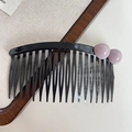 Minimalist black plastic hair comb with lavender bead accents for women's hairstyling - 4-Purple