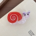 Cute snail claw clip in orange and pink acetate resin for girls' hair styling accessories - 2-Red Snail