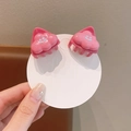 Set of two cute pink resin cloud hair clips with smiling faces for girls - Rose Red Cloud