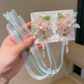 Fermagli per capelli tradizionali cinesi con fiori rosa, nappine e perle decorative - 2-Verde Diaspro
