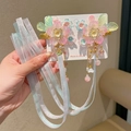 Barrettes à fleurs faites main avec de longs rubans de soie et des glands en perles - 7-Plume de Rêve Rose