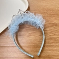 Elegant light blue princess crown headband for girls with lace mesh and rhinestones - Arch Crown Blue