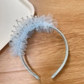 Charming light blue princess headband featuring silver crown and sparkling rhinestones - Oval Crown Blue