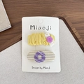 Lot de deux barrettes BB en tissu floral avec dentelle jaune et broderie donut fille - Barrette Jaune