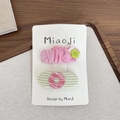 Barrettes à cheveux roses pour filles avec broderie donut et bouton fleuri délicat - Pince à Cheveux Rose