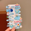Set di 10 fermagli per capelli blu per bambine con animali e fiori in resina - Serie a Tema Blu / Blu