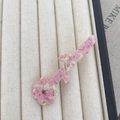 Fermaglio per capelli a fiori in acetato marmorizzato rosa con strass e stile francese - Rosa Floreale