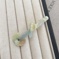 Fermaglio per capelli floreale in acetato verde marmorizzato con strass blu - Verde Floreale