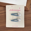 Pinzas para el pelo de mezclilla hechas a mano con corazones de perlas para niñas - 4 Pinzas Para El Cabello Con Forma De Corazón