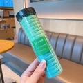 Kids elastic hair bands in mint green and lake blue shades in a portable clear tube - Green