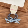 Barrette nœud en tissu denim bleu faite main pour filles, style minimaliste - Élastique à Cheveux Bleu Clair