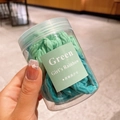 Set de gomas para el pelo verdes de alta elasticidad en frasco transparente estilo macaron - 1-Verde