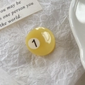 Mini yellow billiard number 1 hair claw clip with glossy acetate finish for girls - No.1 Ball Style (X1205) / Yellow