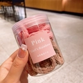 Set de gomas para el pelo macaron rosa y marrón en un frasco de regalo transparente - Rosa