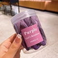 Set de gomas de pelo de tela violeta de alta elasticidad para niñas en bote transparente - 4-Púrpura
