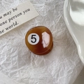 Mini billiard style acetate hair claw clip featuring a number 5 design in brown - Brown